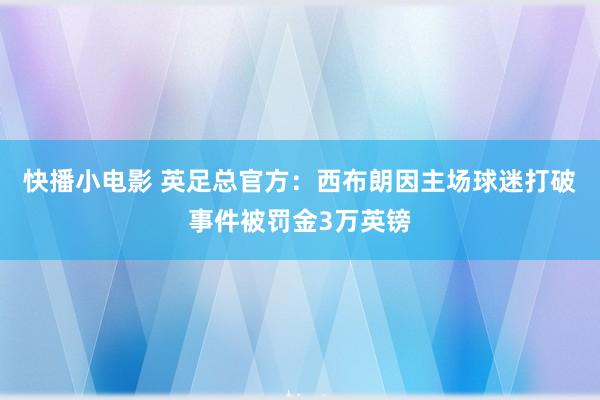 快播小电影 英足总官方：西布朗因主场球迷打破事件被罚金3万英镑