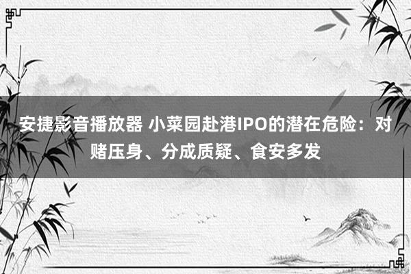 安捷影音播放器 小菜园赴港IPO的潜在危险：对赌压身、分成质疑、食安多发