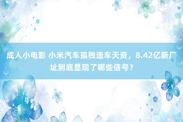 成人小电影 小米汽车孤独造车天资，8.42亿新厂址到底显现了哪些信号？