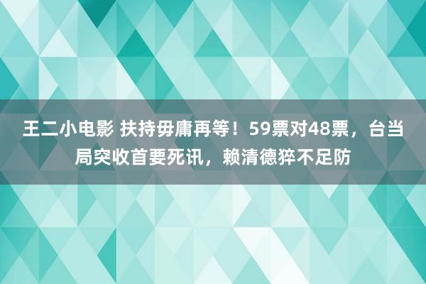 王二小电影 扶持毋庸再等！59票对48票，台当局突收首要死讯，赖清德猝不足防