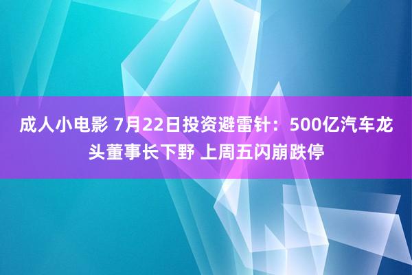 成人小电影 7月22日投资避雷针：500亿汽车龙头董事长下野 上周五闪崩跌停