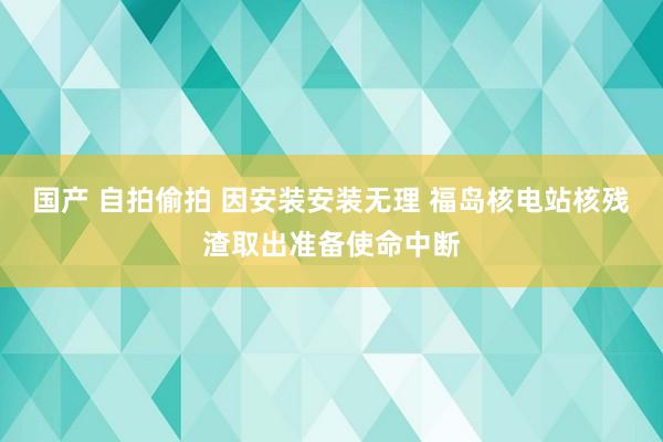 国产 自拍偷拍 因安装安装无理 福岛核电站核残渣取出准备使命中断