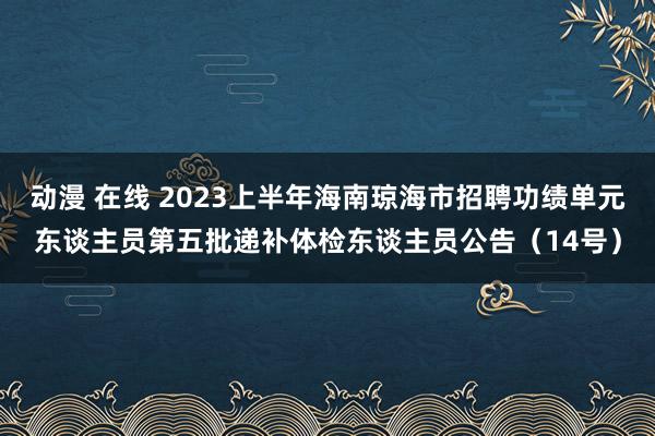 动漫 在线 2023上半年海南琼海市招聘功绩单元东谈主员第五批递补体检东谈主员公告（14号）